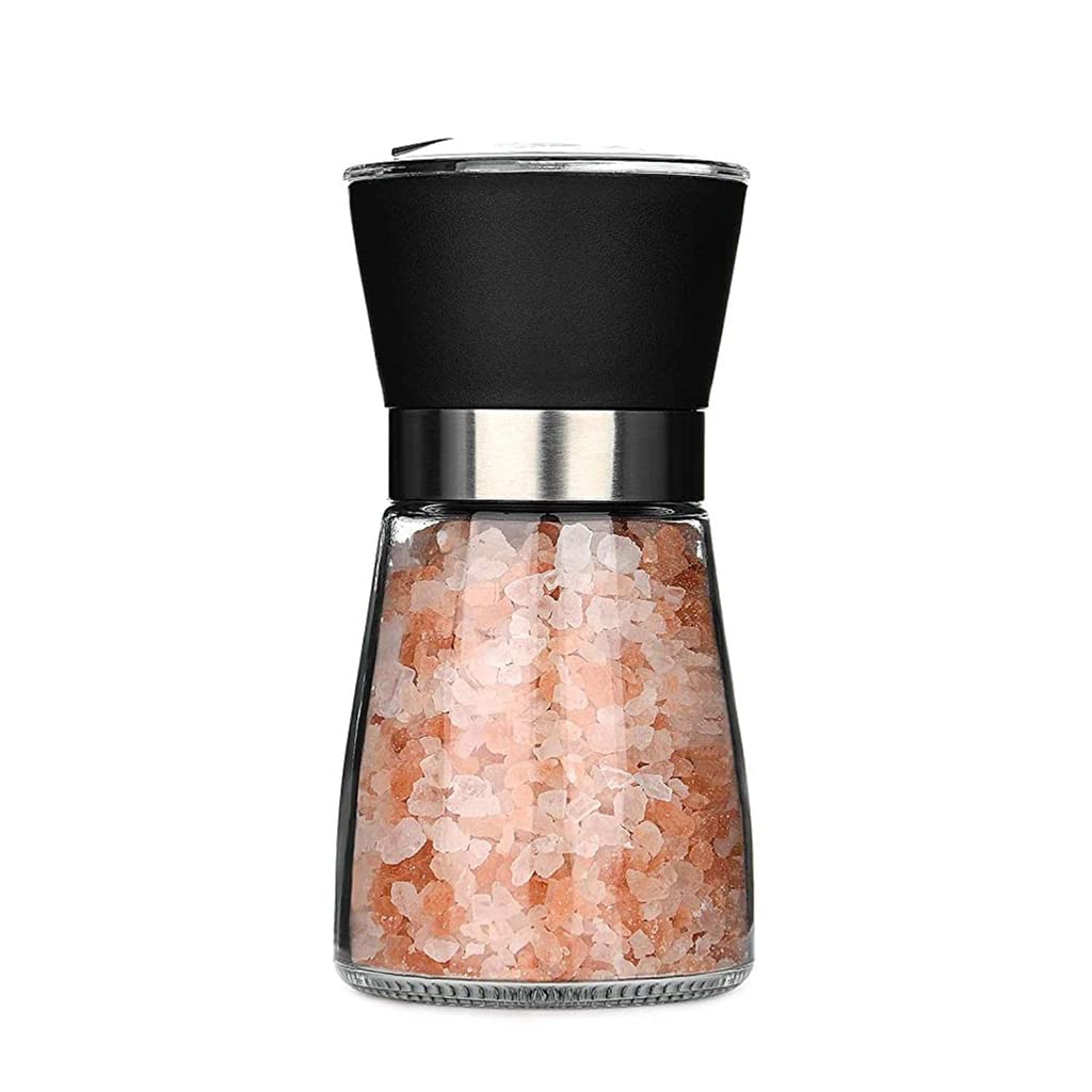 HASTHIP® Pepper Crusher, Salt and Pepper Clear Grinder with Adjustable Ceramic Blades & Dust Cover Lid, Salt and Pepper Shaker Glass Bottle for Coarseness Grind Spices, 180ml, 1 Pcs, Black HASTHIP® Pepper Crusher, Salt and Pepper Clear Grinder with Adjustable Ceramic Blades & Dust Cover Lid, Salt and Pepper Shaker Glass Bottle for Coarseness Grind Spices, 180ml, 1 Pcs, Black